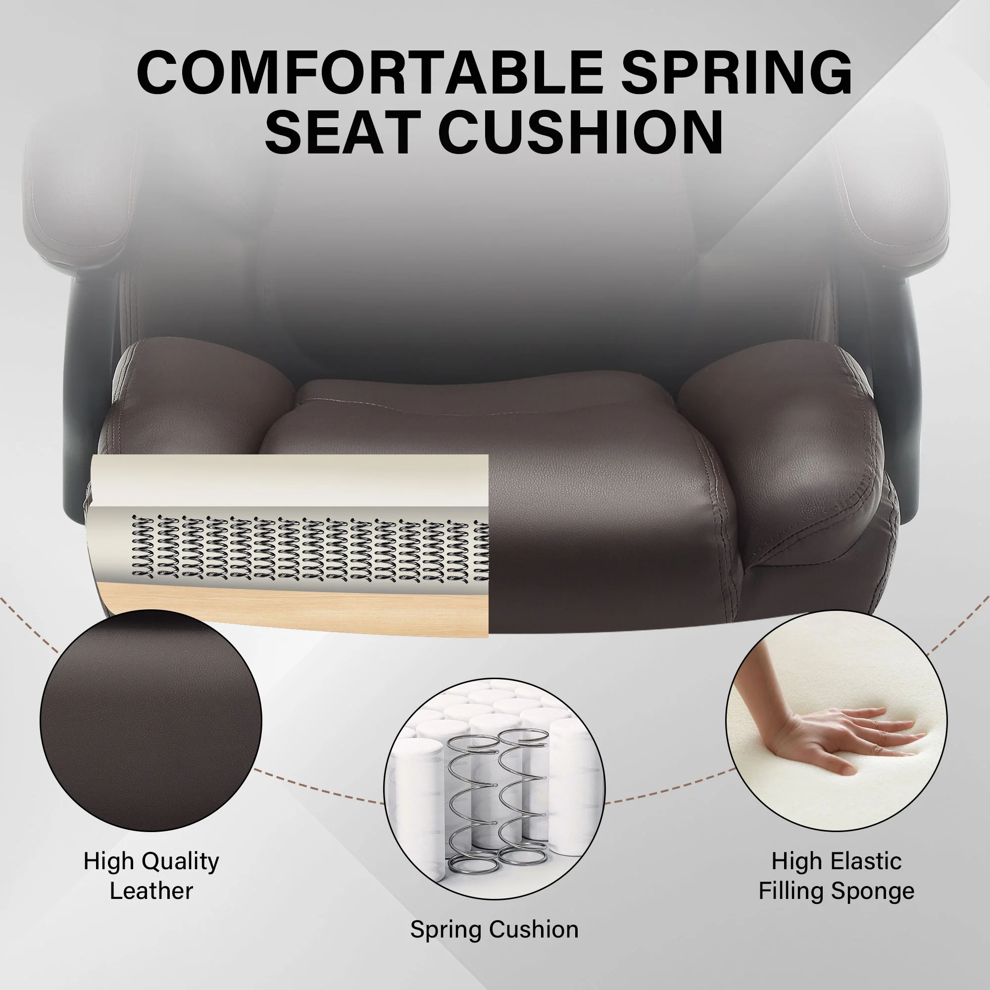 JONPONY Big and Tall Office Chair 500LBS Wide Seat Ergonomic Computer Desk Chair High Back Executive Leather Chair Adjustable Task Chair Lumbar Back Support 8 Hours Heavy Duty Design,Black