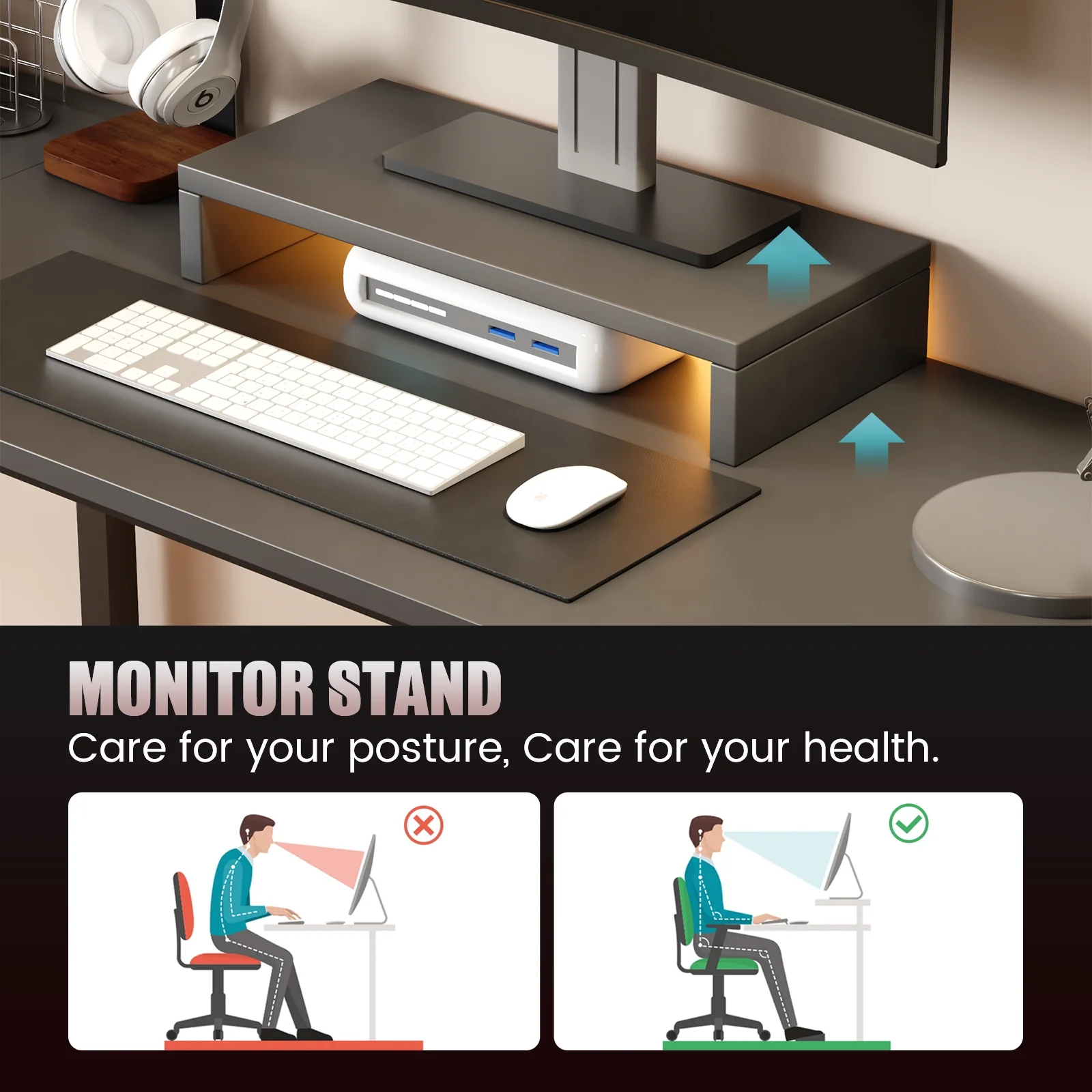 GTRACING L-Shaped Gaming Desk with RGB Light and Removable Storage Stands, Black