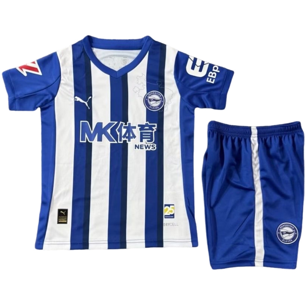 2025-26 Deportivo Alavés Home Shirt Jersey - Children's suit Fans Edition