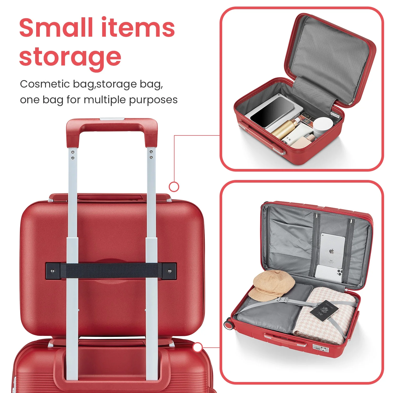 4 Piece Luggage Set, Expandable Lightweight Suitcase Set, PP Materials Travel Luggage with TSA Lock Spinner Wheels, White (14/20/24/28)