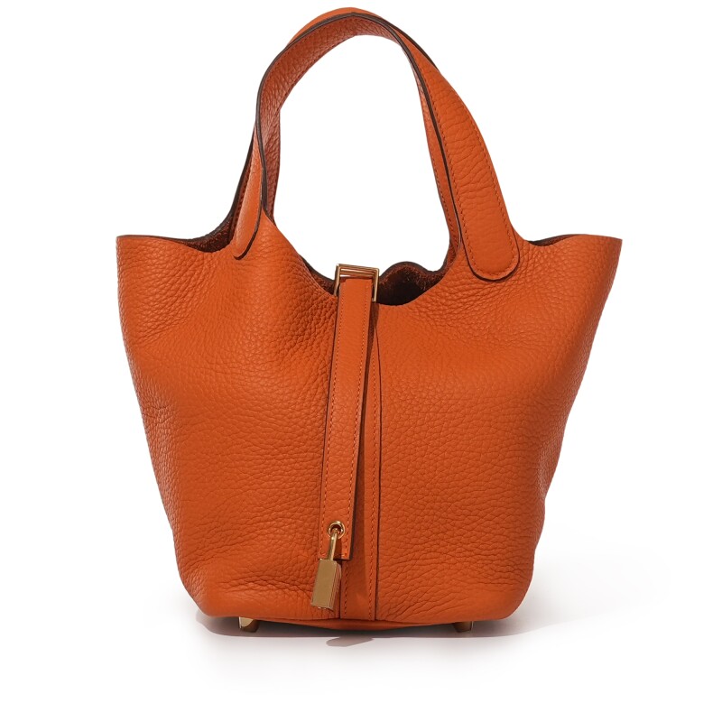 Orange Clemence Picotin Lock 18 Gold Hardware