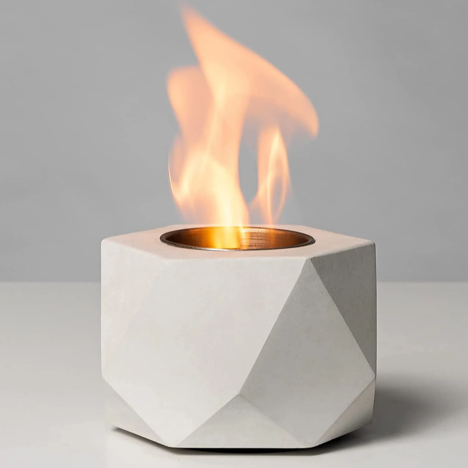 Table Top Fire Pit, GAITON Portable Concrete Mini Fire Pit Bowl Tabletop Smores Maker Alcohol Fireplace with Lid for Patio Backyard