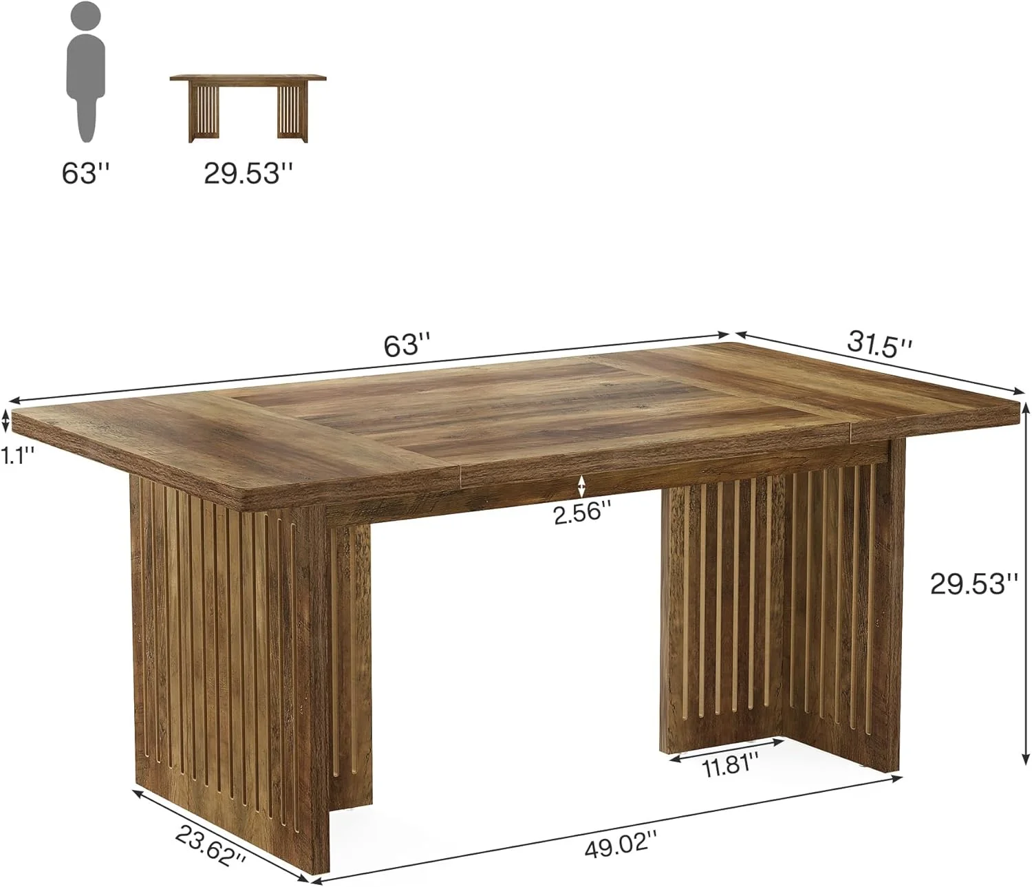 Finmind 63-Inch Executive Desk, Large Computer Desk with Sturdy Wood Legs & Thickened Tabletop