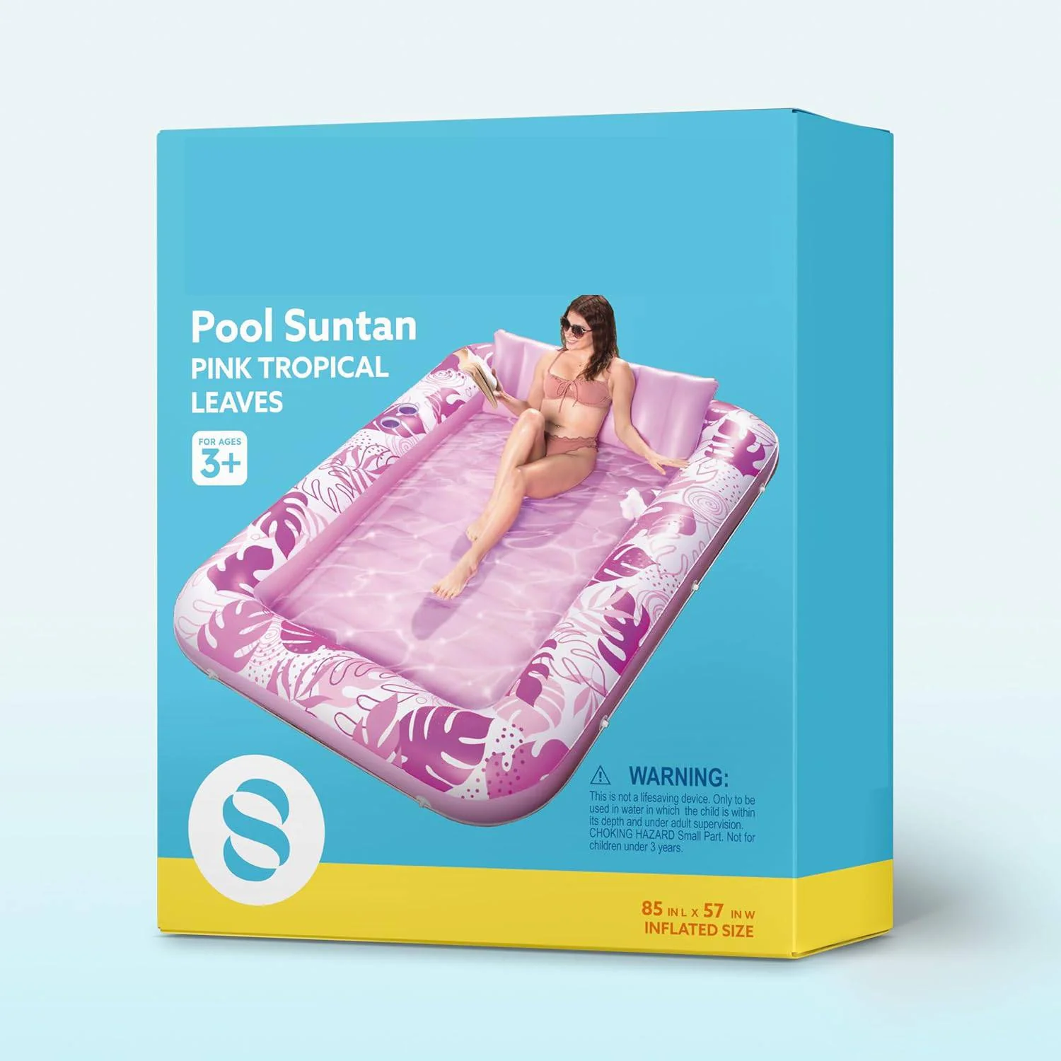 Inflatable Sunbathing Float — With Cup Holder | Sunbathing Lounger, Floating Raft, Deck Chair, Kids' Inflatable Pool
