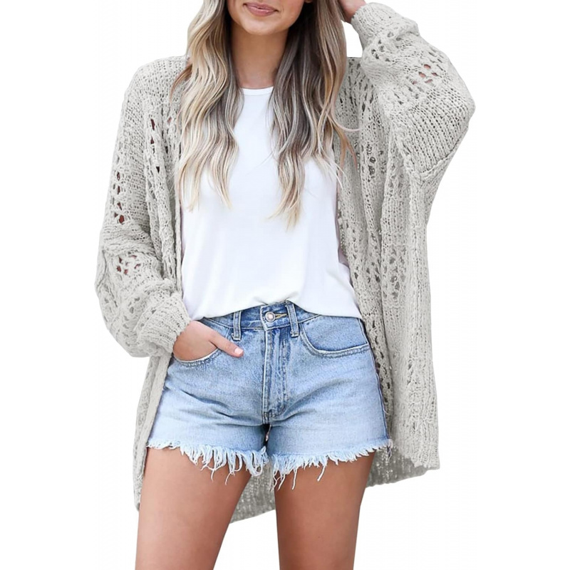 Women's Crochet Cardigan Sweater Kimonos Boho Solid