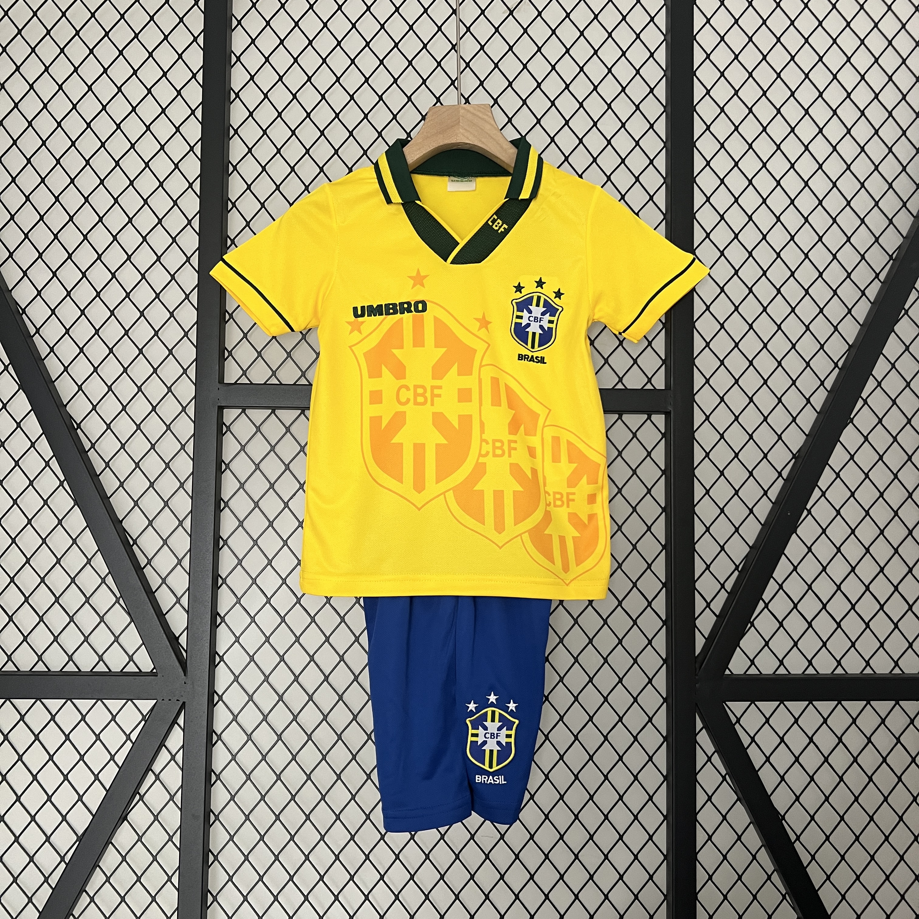 Retro Brazil 1993-94 Home Stadium Kids Kit