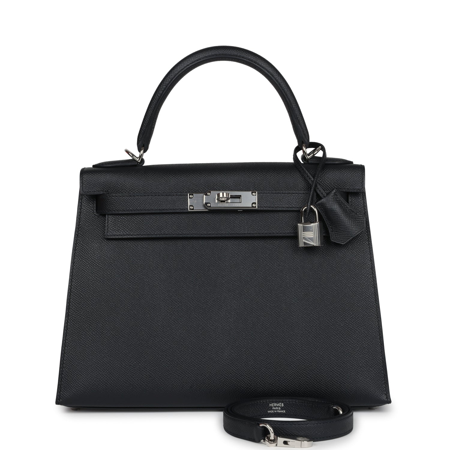 Kelly Sellier 28 Black Epsom Palladium Hardware