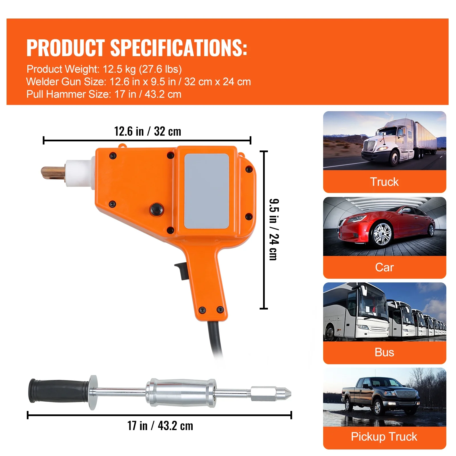 KFFKFF Stud Welding Set, 5500 Dent Fixing Kit, 800VA Spot Welding Tool, 110V Stud Welding Equipment, Stud Gun for Pulling Dents with Full Accessory Set, Auto Body Restoration