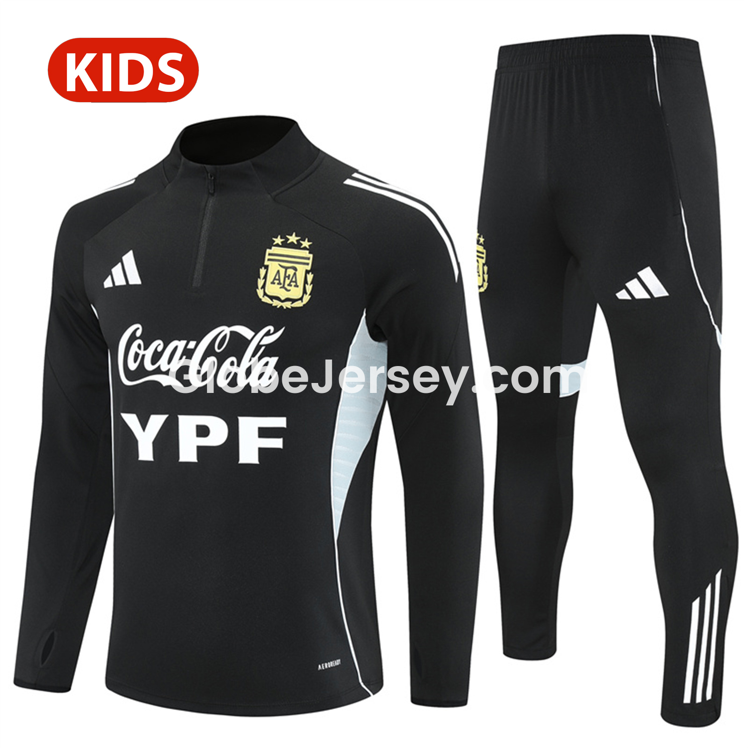 Argentina 25-26 Kid Long Sleeves Training Set - Black Top & Black Pants
