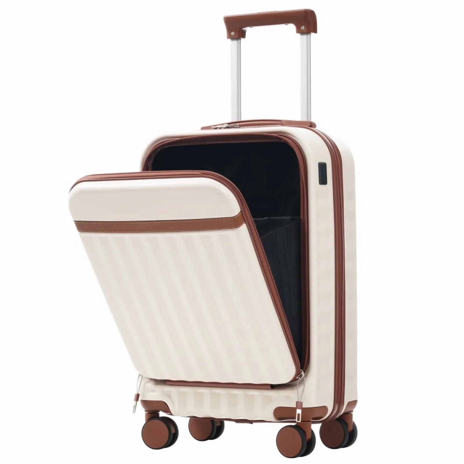Front Opening Luggage Set 3 Piece, Hardside Carry on Suitcase with USB Port, Expandable Luggage with Handle Bag Spinner Wheels TSA Lock