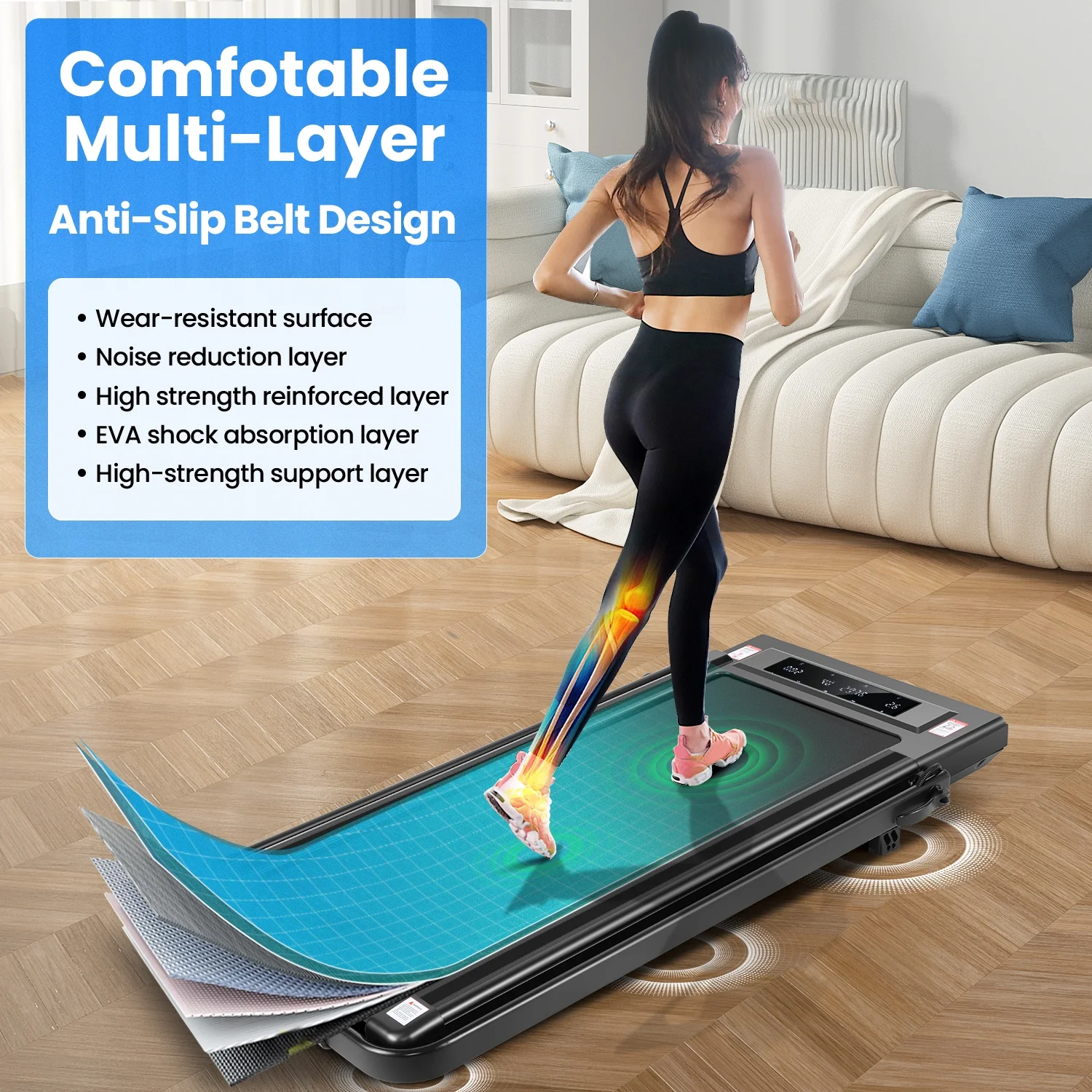 2 in 1 Walking Pad Treadmill with Incline, 2.5HP Under Desk Treadmill with Handle Remote Control & LED Touch Screen for Home Office Workout, 300lbs Weight Capacity Black & Green