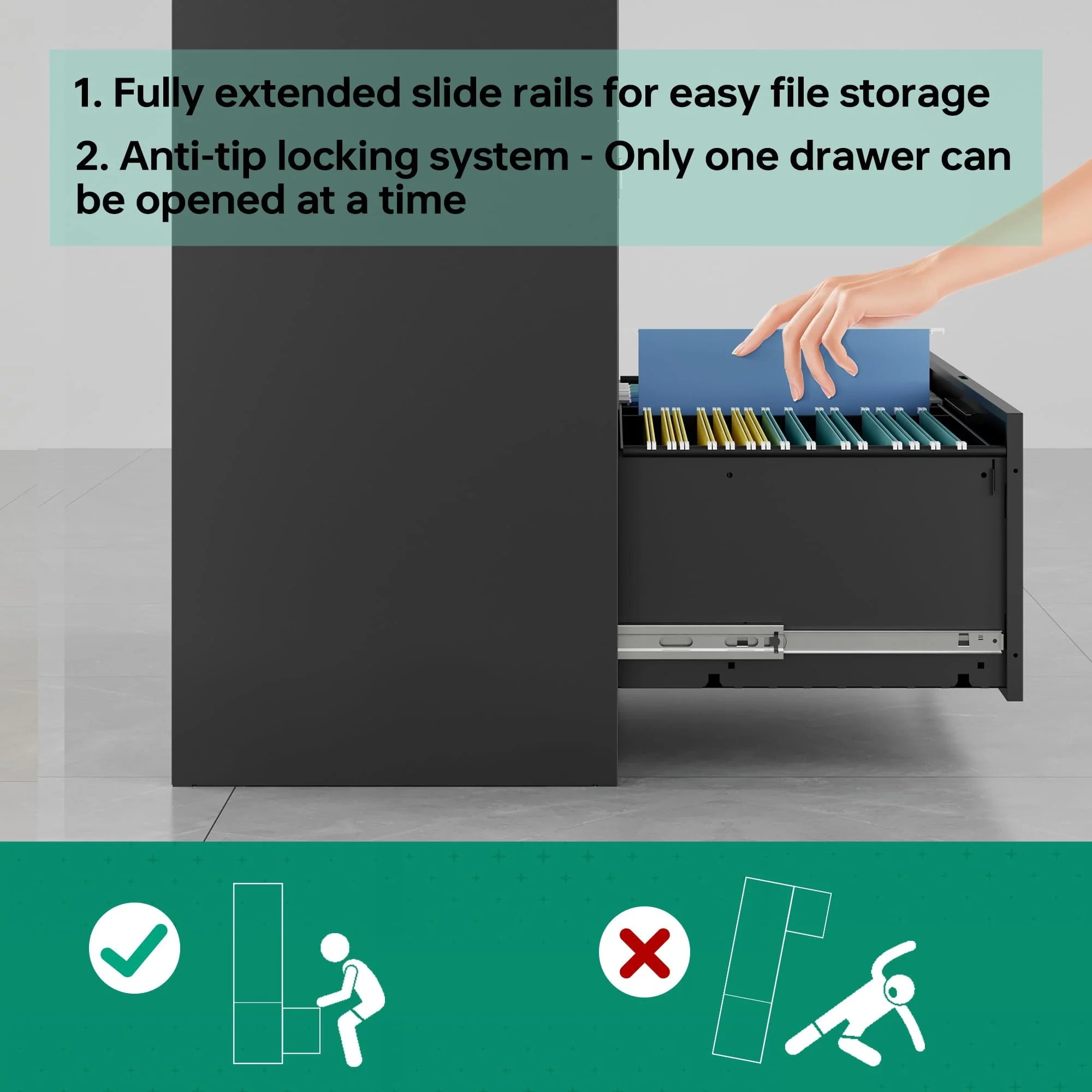 Fesbos Lateral File Cabinets,3 Drawer Metal Filing Storage Vertical Cabinets,Home Office Furniture for Organization Hanging Letter/Legal/F4/A4