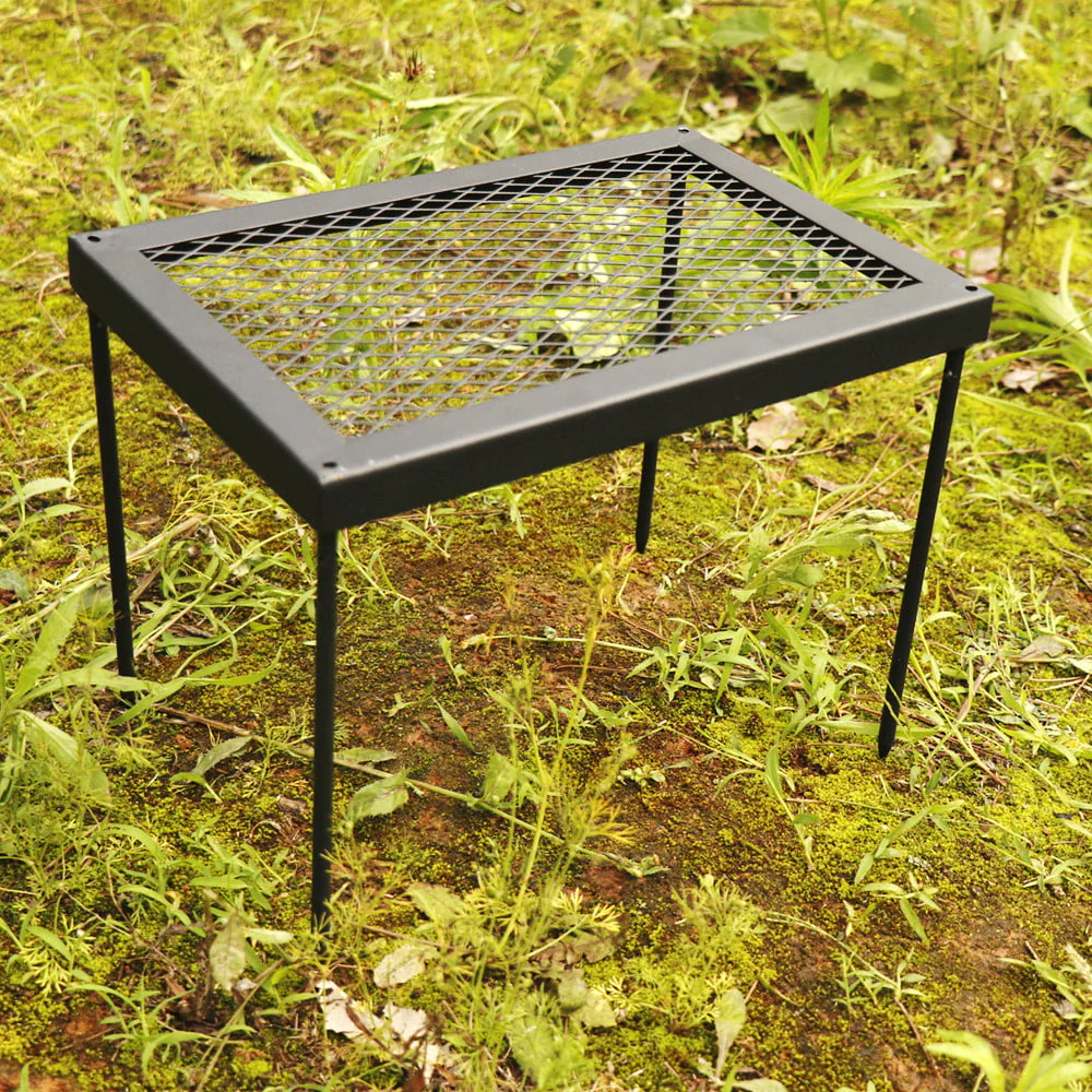 Folding Picnic Grill Table Portable Camping Desk Steel Grill Stand Table for Picnic Hiking Camping Beach Cooking and Backyard Use