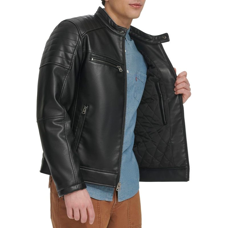 Men's Faux Leather Racer Jacket