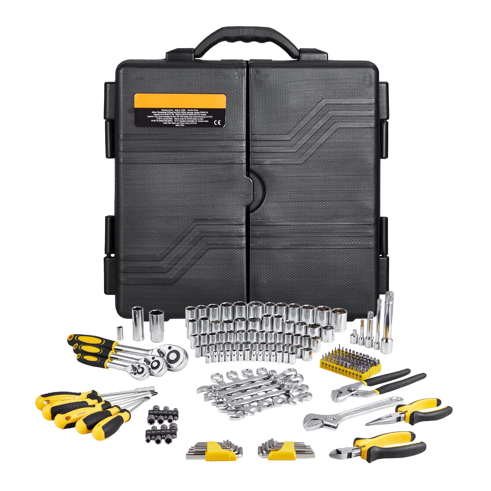 KFFKFF 207-Component Mechanics Tool Set and Socket Set, 1/4