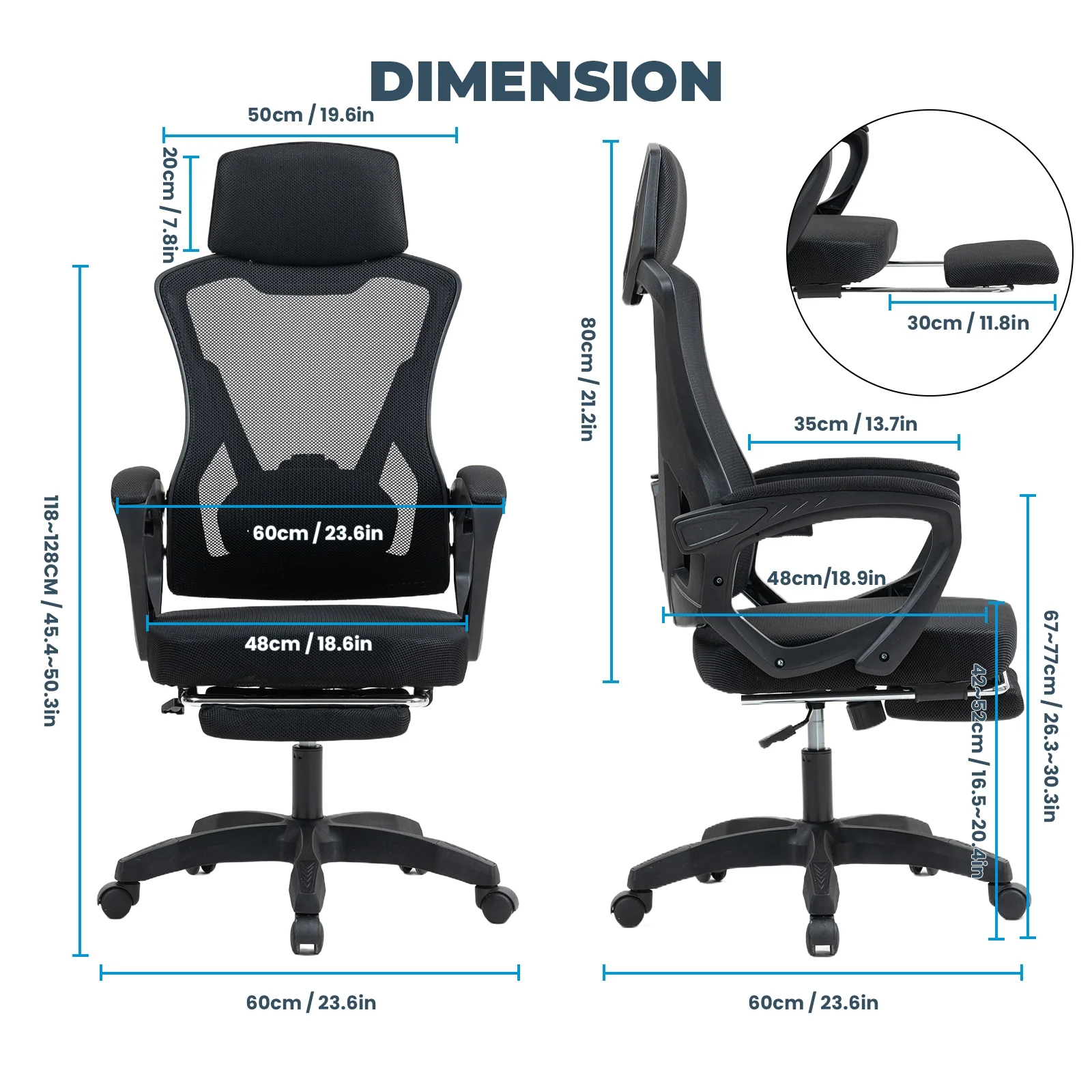 Alvantor High Back Ergonomic Office Chair, Adjustable Lumbar Support & Headrest, Black