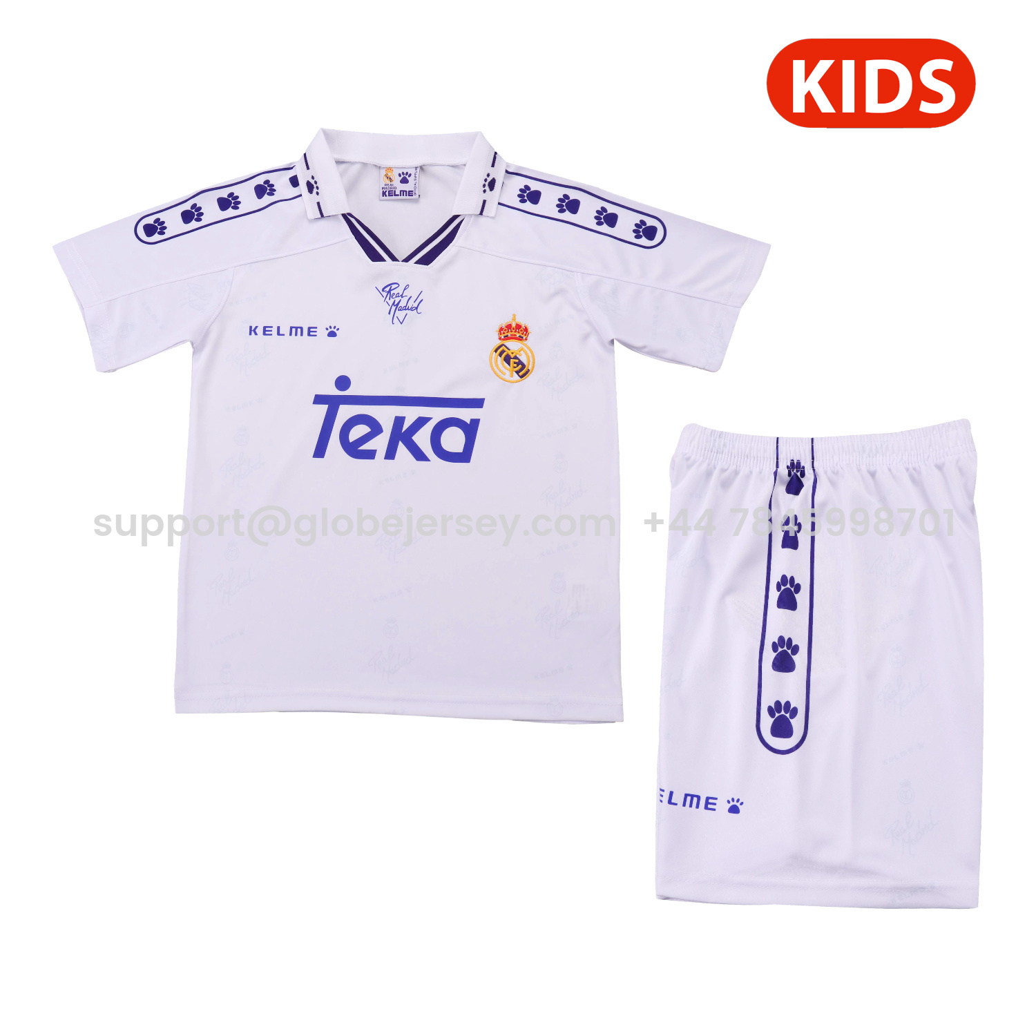 Retro Real Madrid 1994-96 Home Kids Kit