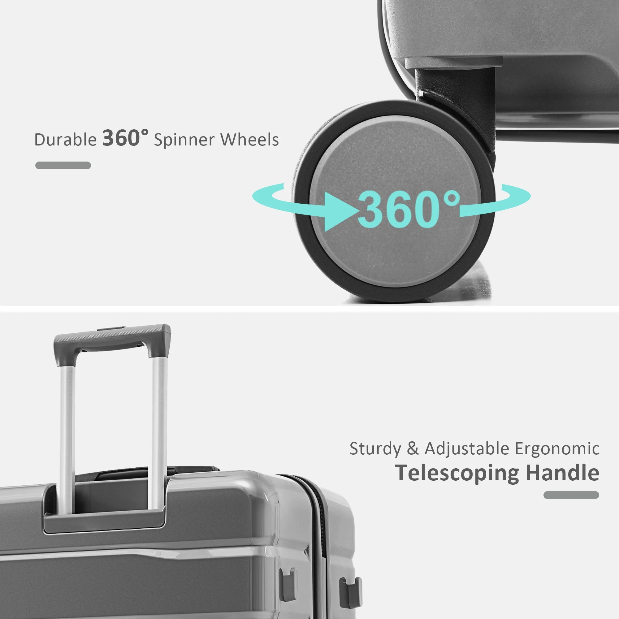 EUROCO 5 Piece Luggage Sets,ABS Hardside Carry On Suitcase with TSA Lock, Side hooks,4 360�� Spinner Wheels,Expandable Duffel Bag & Foldable Backpack,20