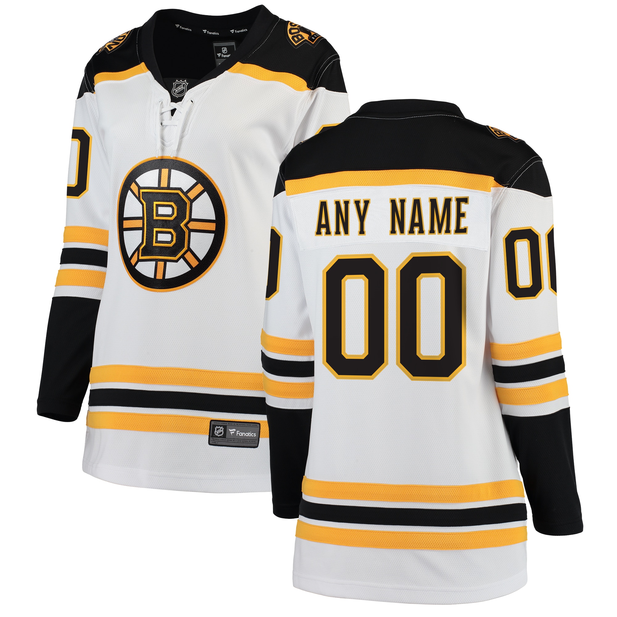 Boston Bruins Fanatics Women’s Away Breakaway Custom Jersey – White