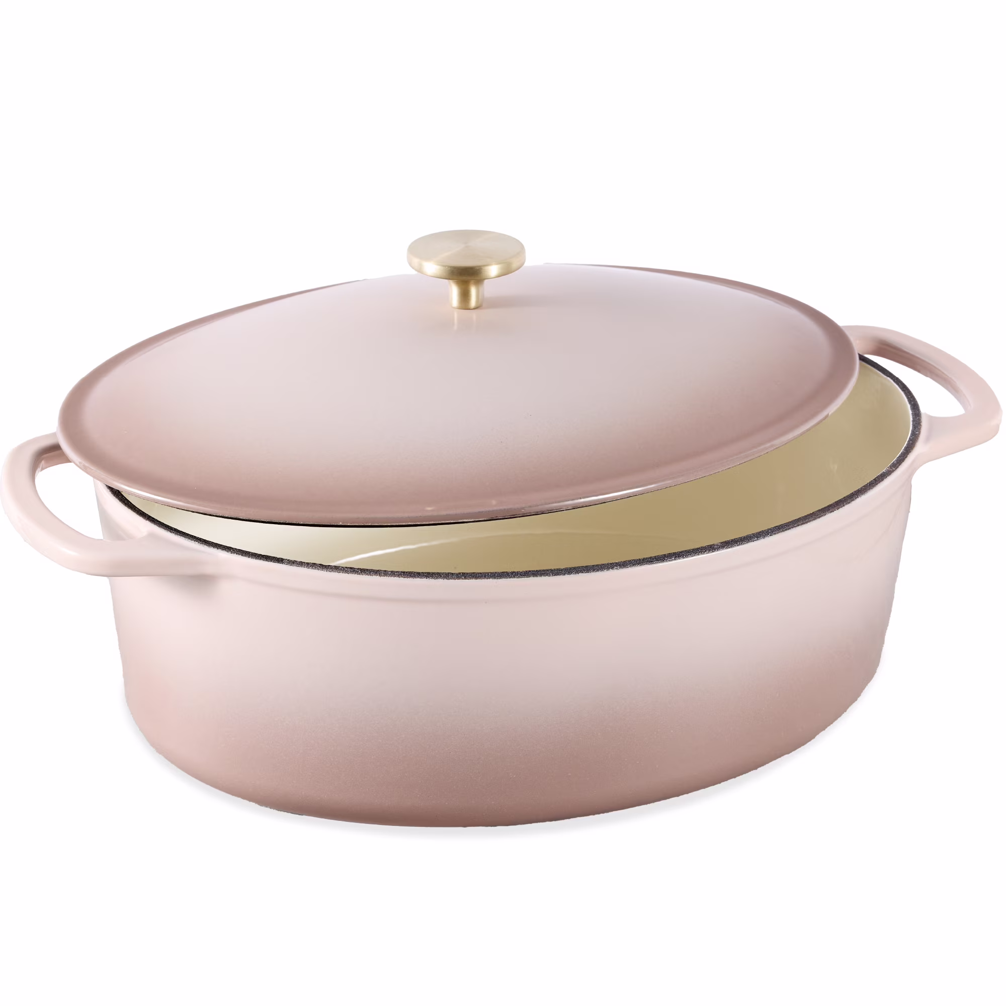 Best Choice Products Oval 7.5 Quart Cast-Iron Dutch Oven, Heavy-Duty w/ Enamel, Side Handles - Vanilla Buttercream