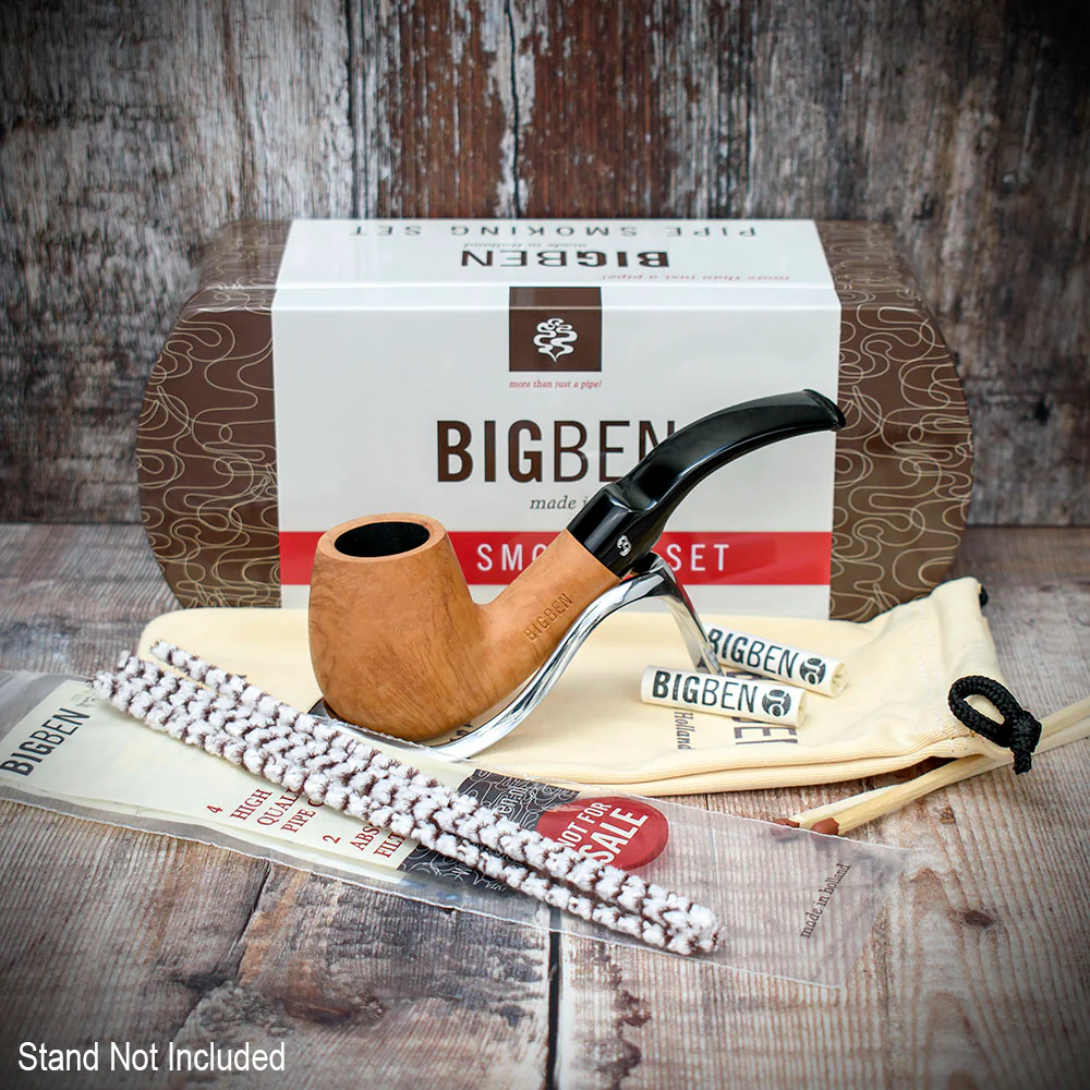Big Ben Briar Smoking Pipe Starter Kit - Bent Pipe