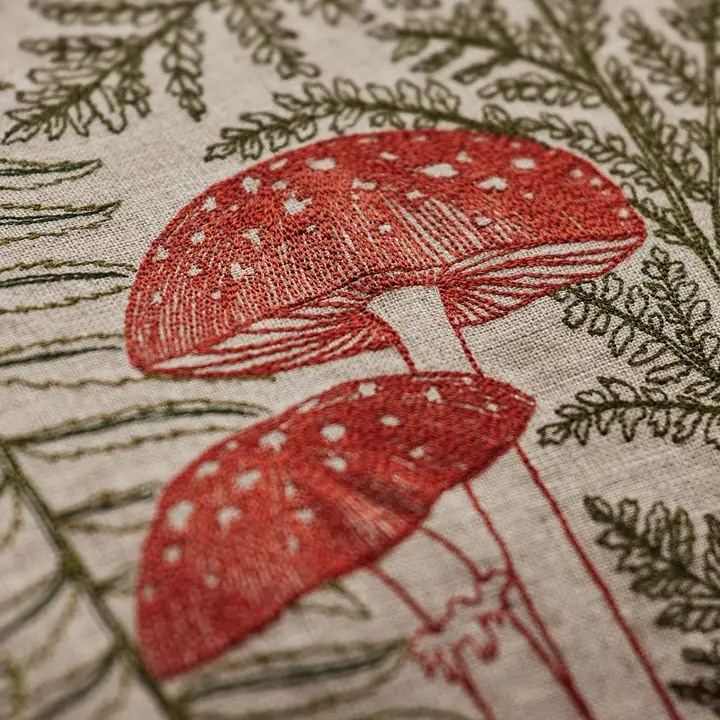Mushrooms and Ferns Lumbar Pillow