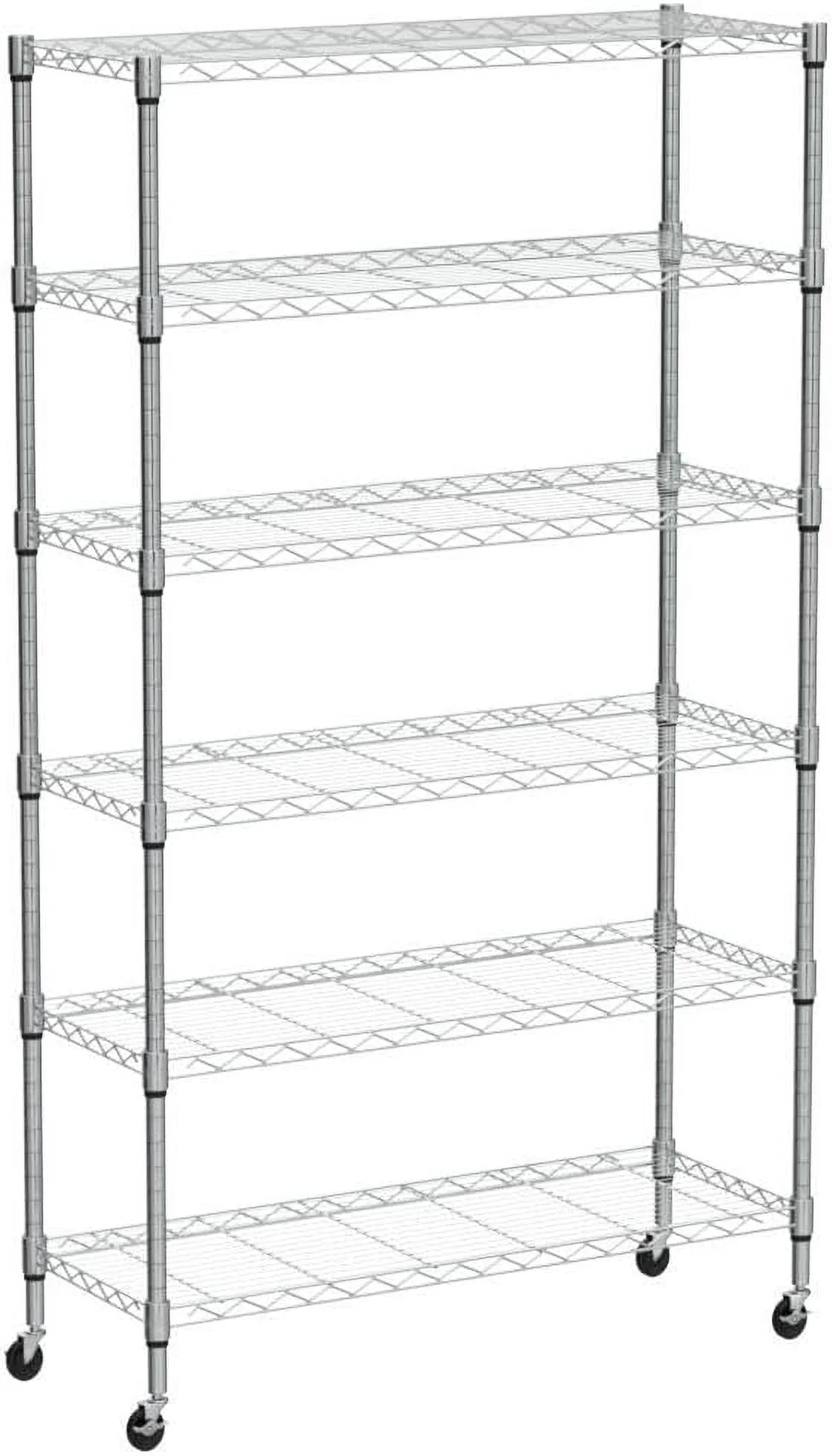 6 Tier Wire Shelving Unit Metal Storage Shelves w/Wheels, 350 Capacity Per Shelf, Heavy Duty Steel Garage Shelf, 48