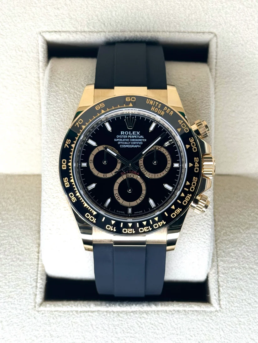 【Super Clone】Rolex Daytona Yellow Gold / Ceramic / Black / Oysterflex  m126518ln-0008