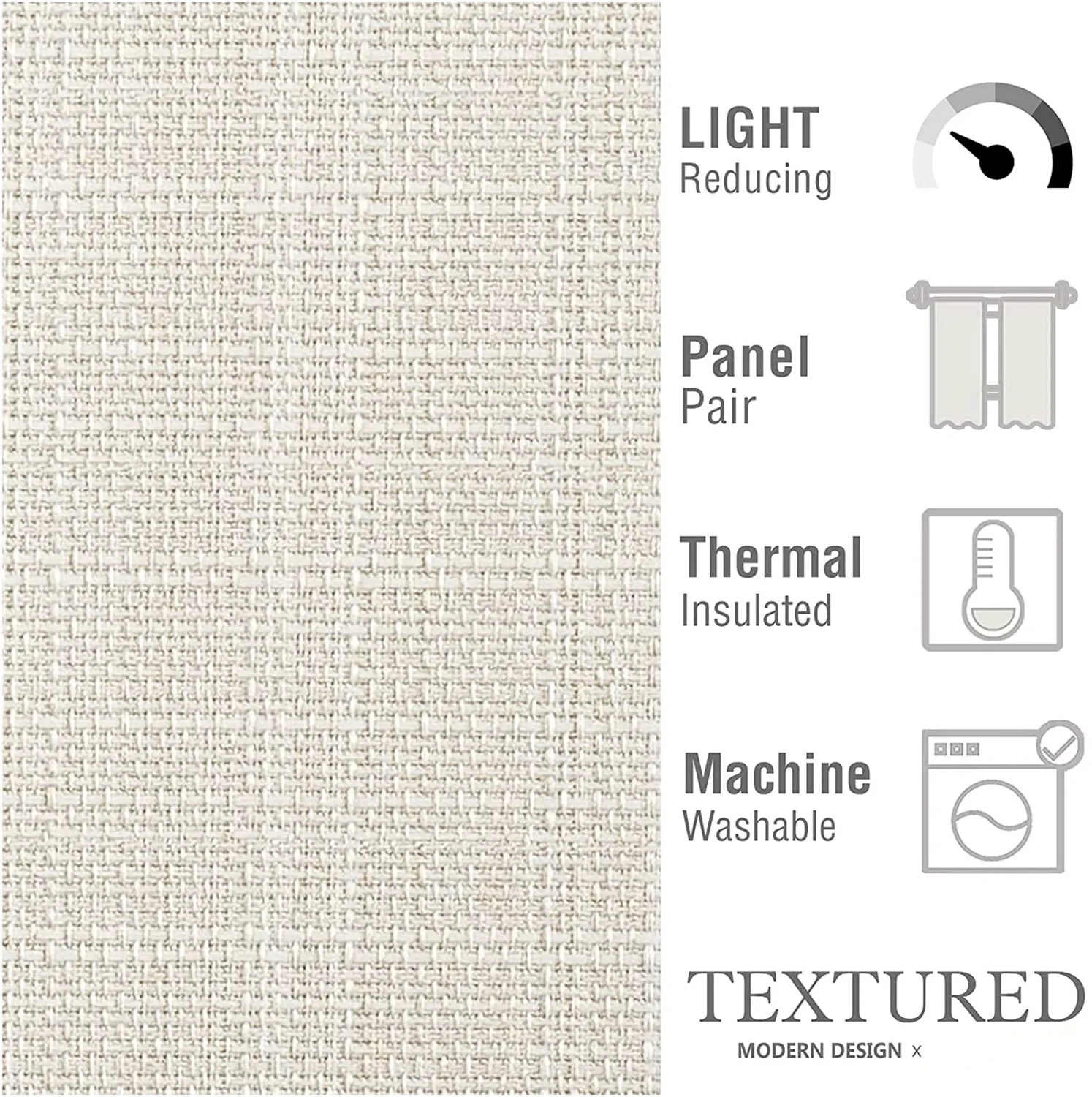 CURTAINKING Linen Textured Curtains 84 inches Beige Bedroom Living Room Window Curtain Set Light Filtering Drapes Grommet Top 2 Panels