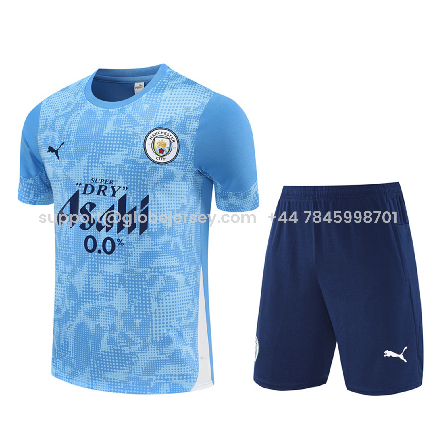 Manchester City 25-26 Short-Sleeve Training Set - Light Blue Camouflage Top & Deep Blue Shorts