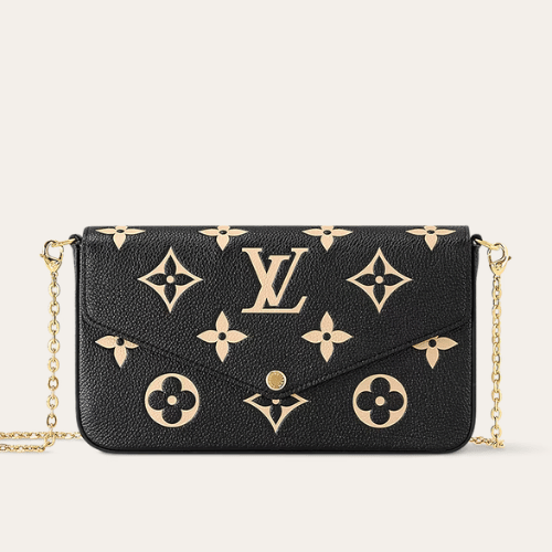 Louis Vuitton Pochette Félicie Monogram Empreinte  Bicolor Black/Beige 8.3 Inches M82479