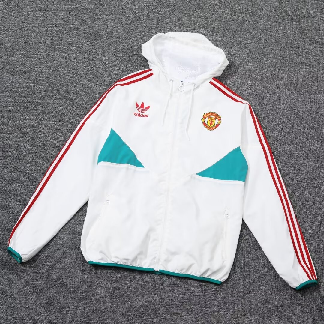 2023/24 Manchester United white hooded windbreaker 1:1 Thailand