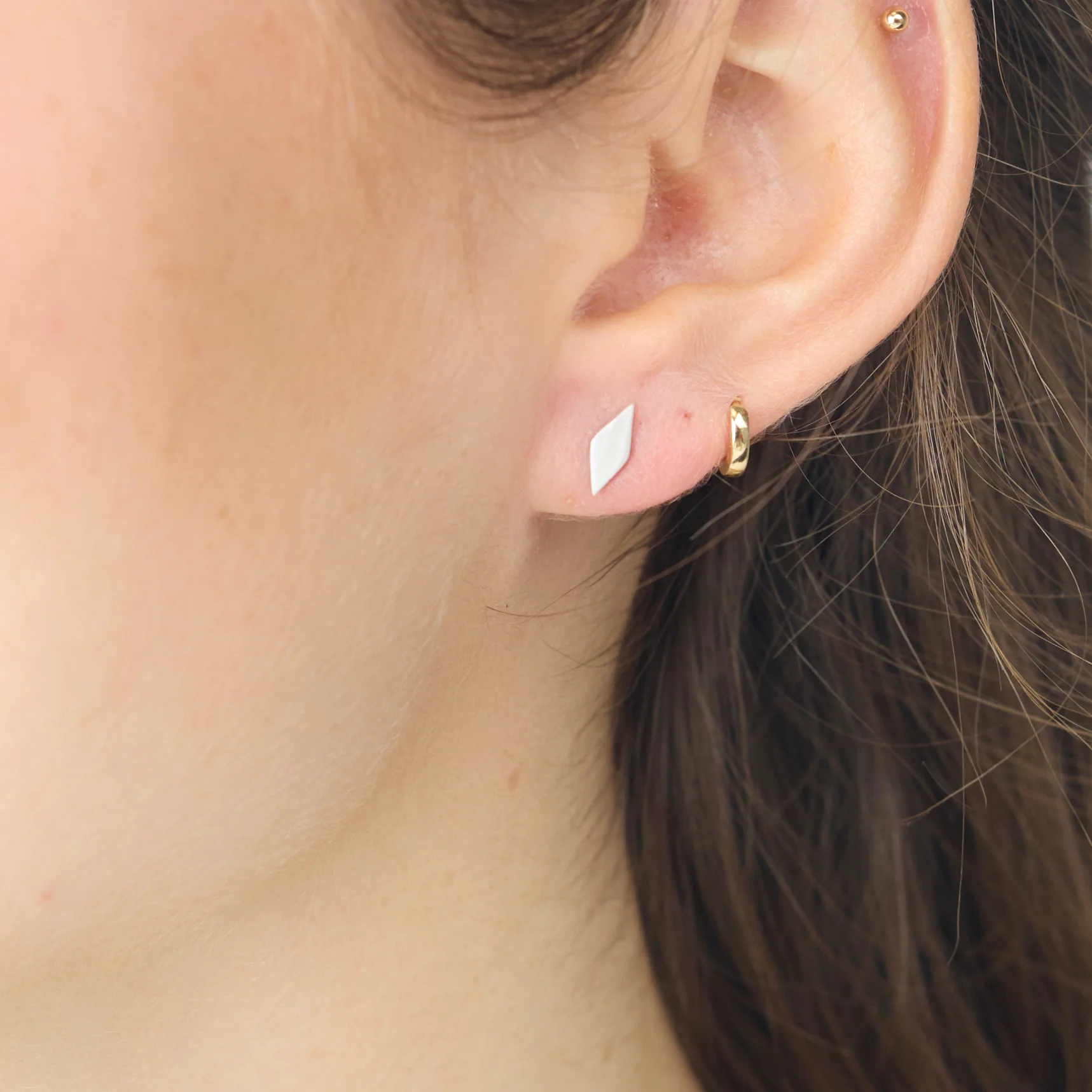 Geometric Silver Stud Earrings