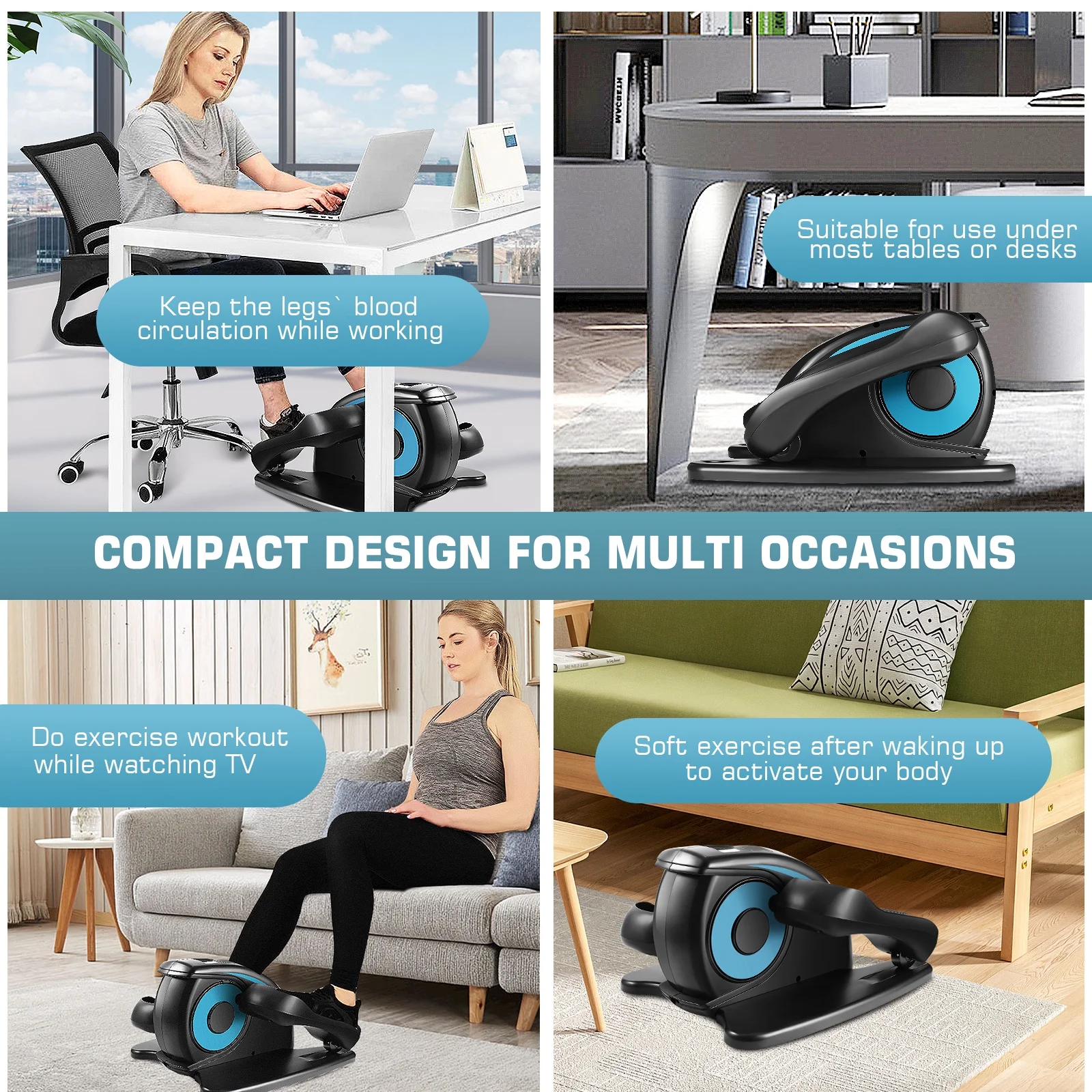 Elliptical Machine, Under Desk Elliptical with Remote Control, Quiet Home Ellipse Exerciser for Seniors