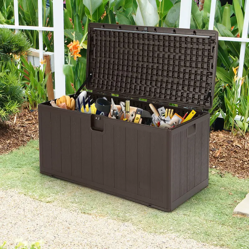 105-Gallon Lockable Deck Storage Box for Patio Cushions and Furniture