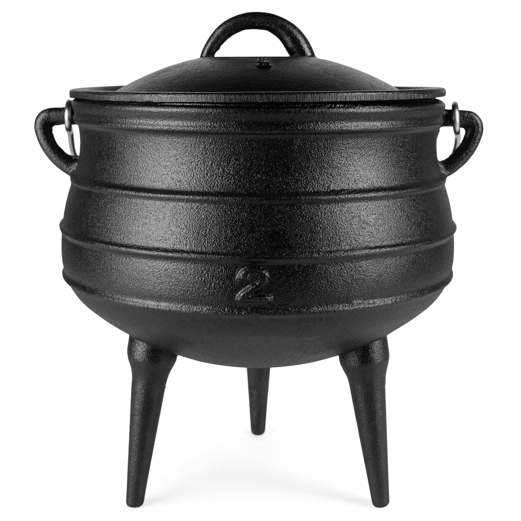 Bruntmor Pre-Seasoned Cast Iron Cauldron - Bruntmor African Potjie Pot with Lid - 3 Legs for Even Heat Distribution - Camping Dutch Oven Cookware for Over-the-Fire Cooking - 10 Quarts, X-Large