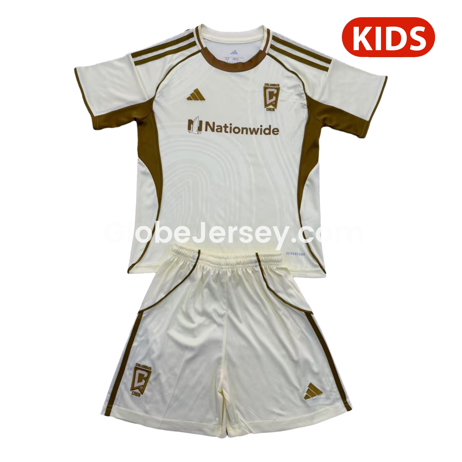 Columbus Crew 25-26 Light Yellow Pre-Match Training Kids Kit