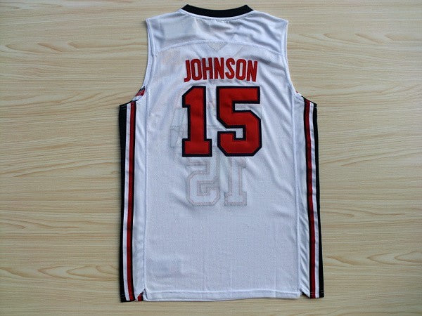 1:1 double layer solid embroidery player version Mengyi replica #15 Johnson white suit jersey
