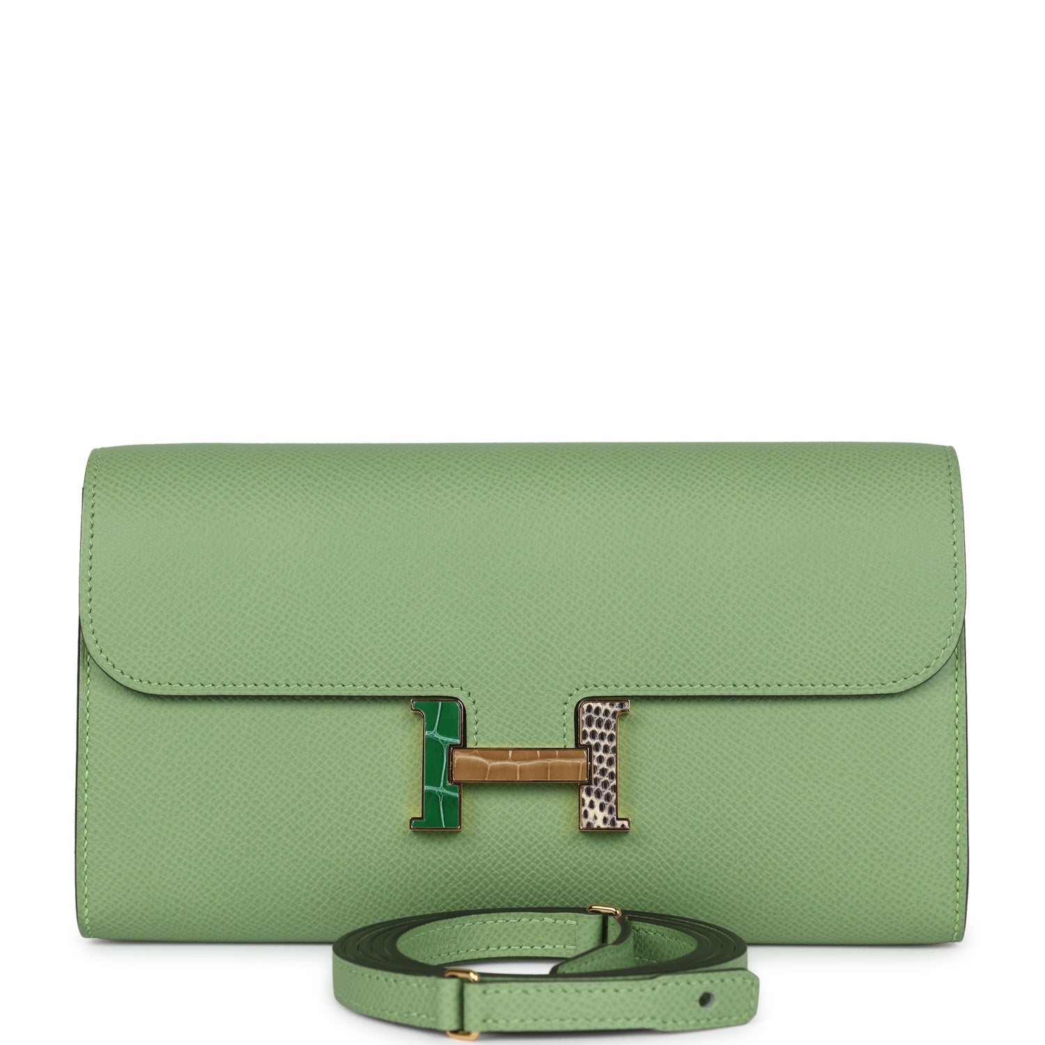 Constance Wallet To Go Vert Criquet Epsom Marquette Gold Hardware