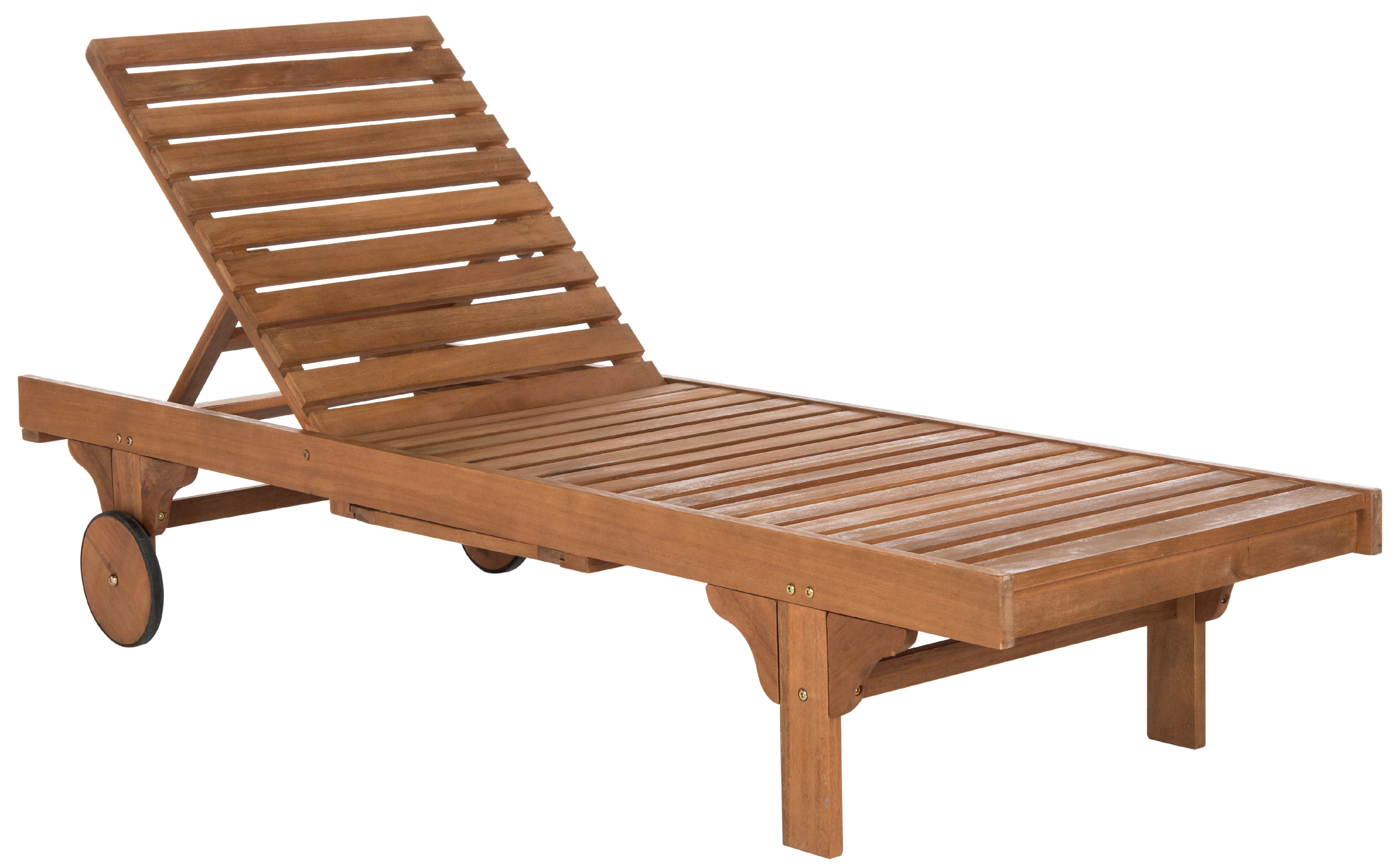 Safavieh  Outdoor Newport Solid Wood Chaise Lounge Chair with Side Table & Cushion - 27.6