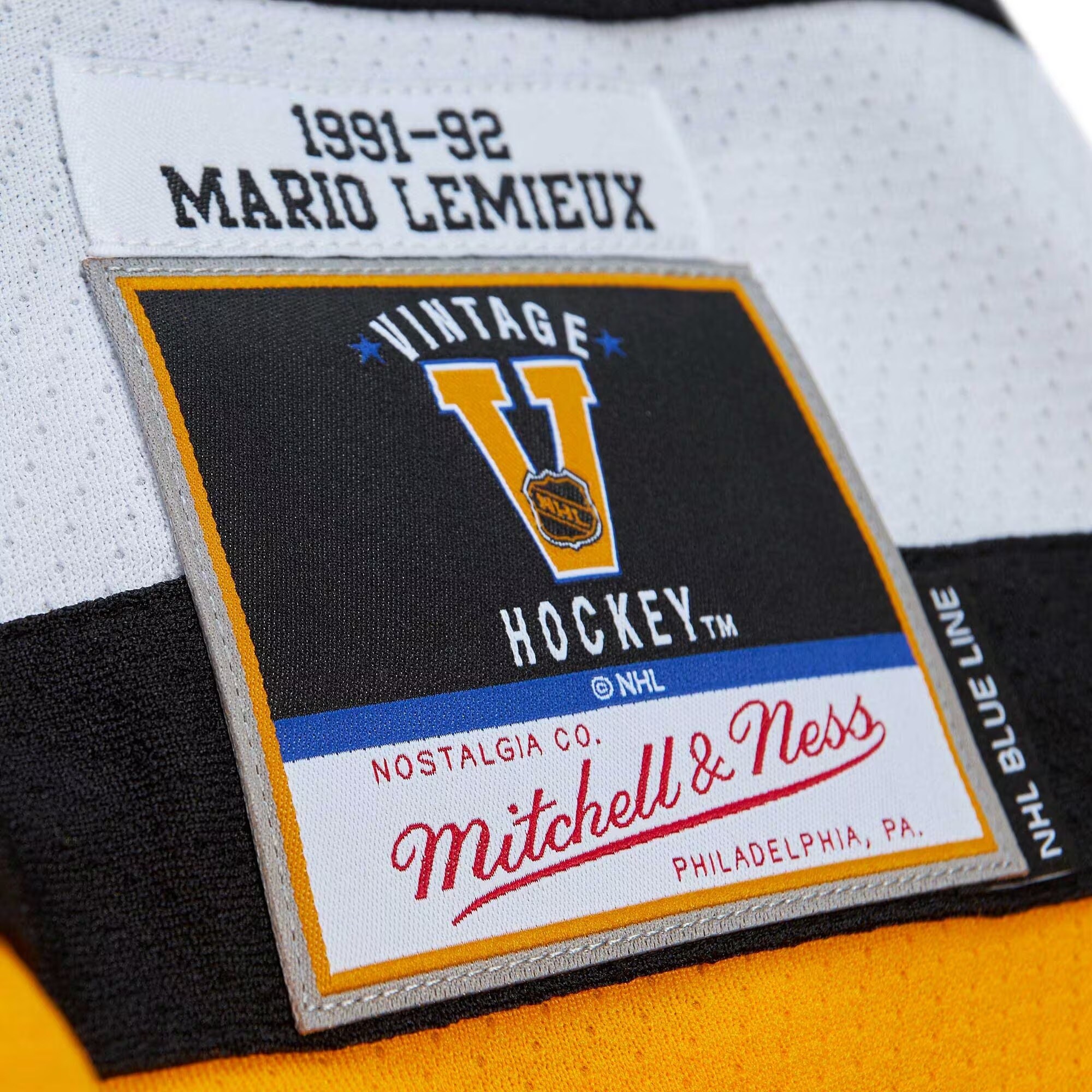 Mario Lemieux Pittsburgh Penguins Mitchell & Ness Captain Patch 1991/92 Blue Line   Jersey – Black
