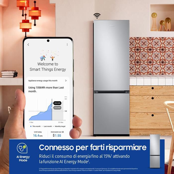 SAMSUNG - Frigorifero combinato RB38C607AS9/EF Classe A-METAL INOX