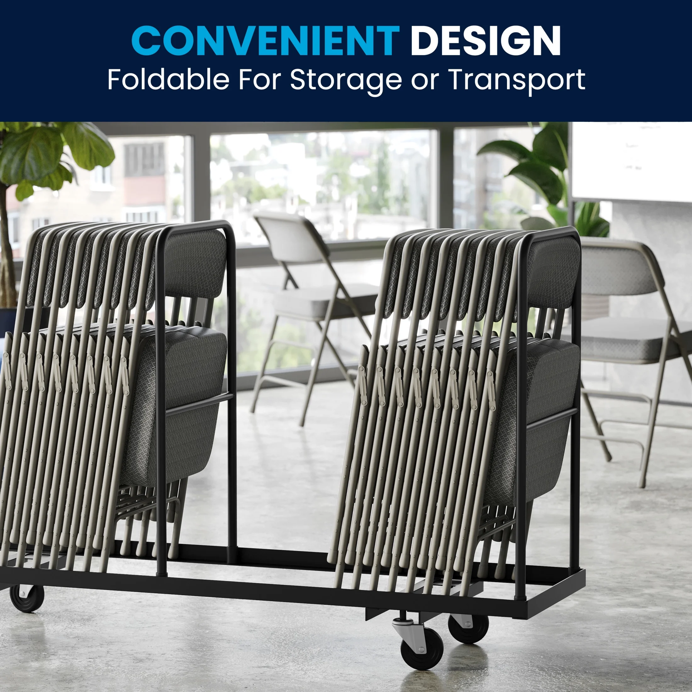 Flash Furniture Hercules Adult Triple Braced & Double Hinged Folding Chairs, Set of 2, Navy