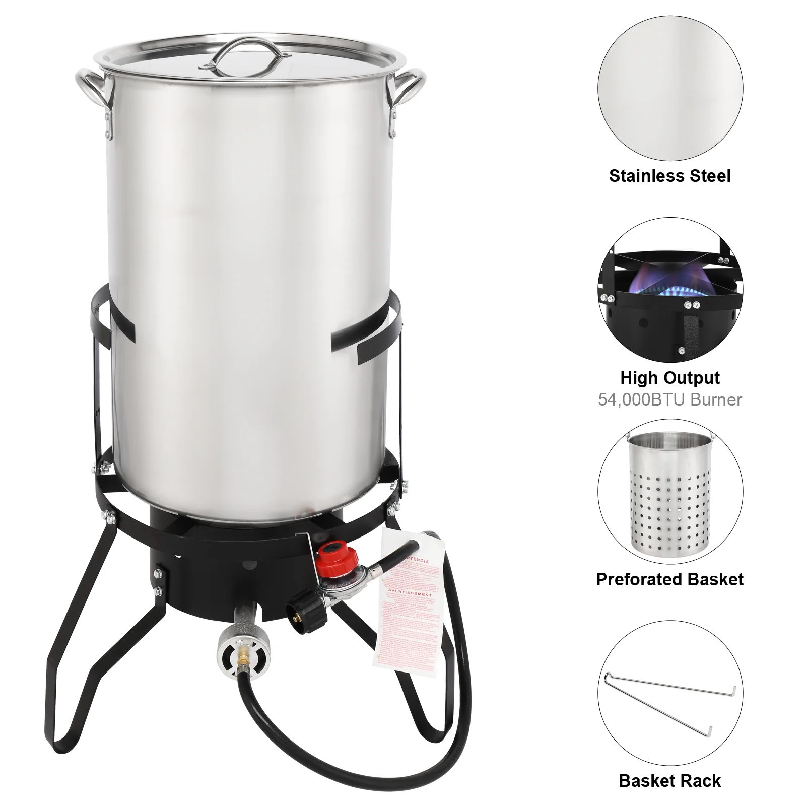 Zimtown 50qt Propane Fryer Kit Turkey Fryer Fish Fryer Outdoor Fryer Stainless Steel Propane Boil Pot Portable Deep Frying/Boiling