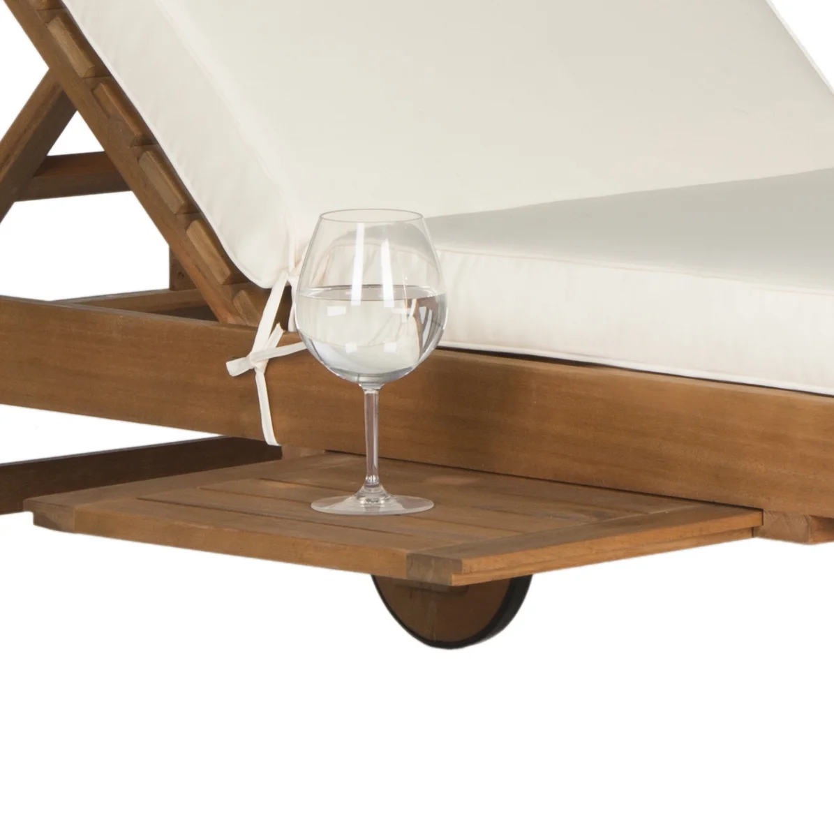 Safavieh  Outdoor Newport Solid Wood Chaise Lounge Chair with Side Table & Cushion - 27.6