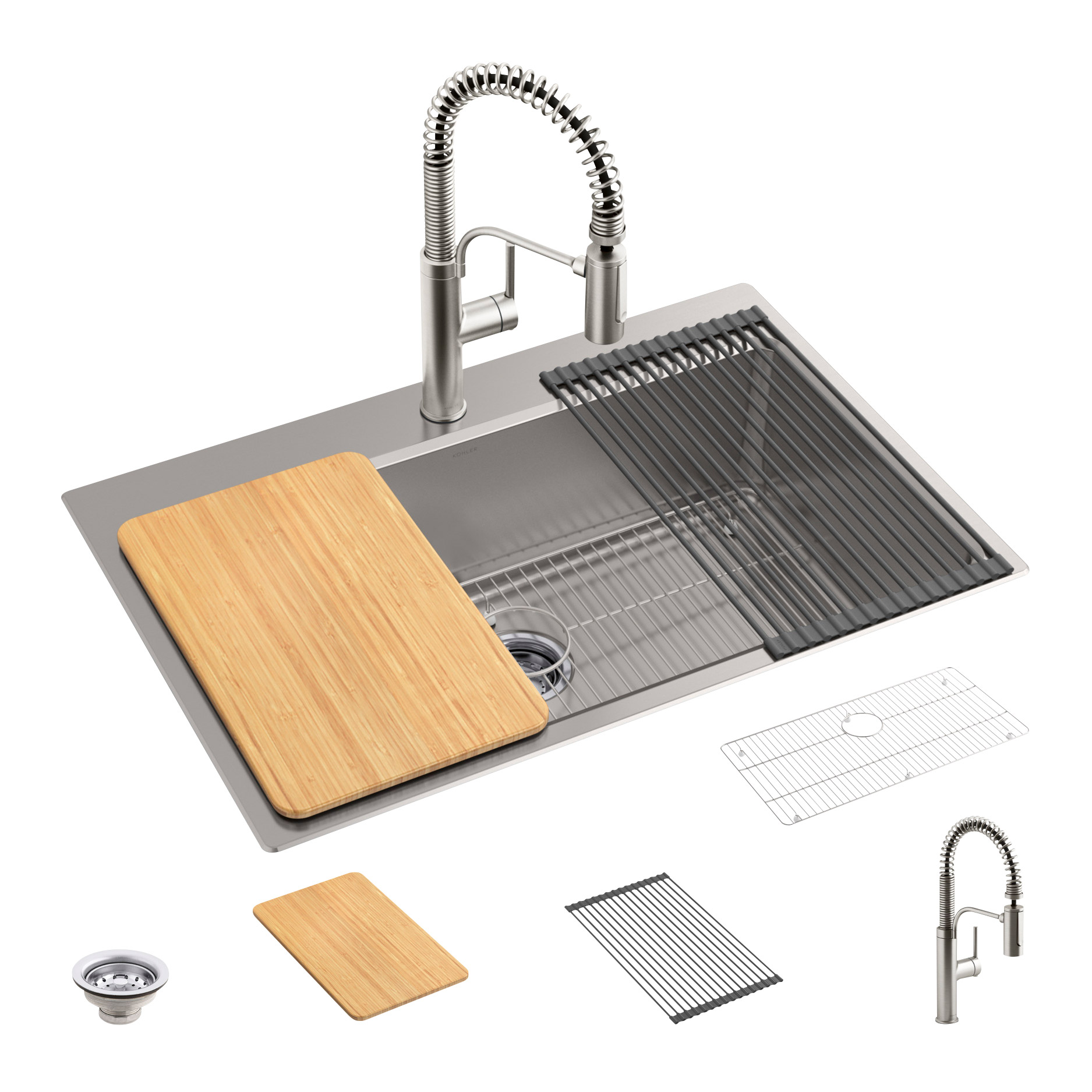 Kohler Provo 33' Dual Mount Single-bowl Workstation Kitchen Sink Kit
