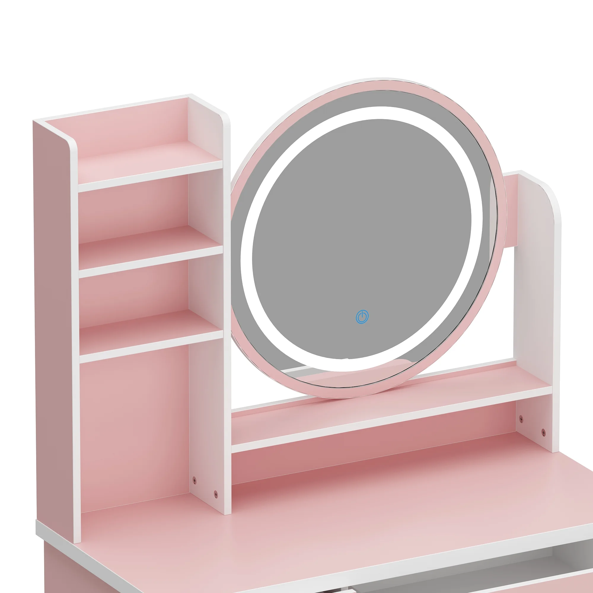 KULAGAGA Vanity Table Set with Light Mirror, Makeup Table with 3 Storage Shelves & 5 Drawers, Dressing Vanity Tables with , Dresser Desk for Girls, Women, White