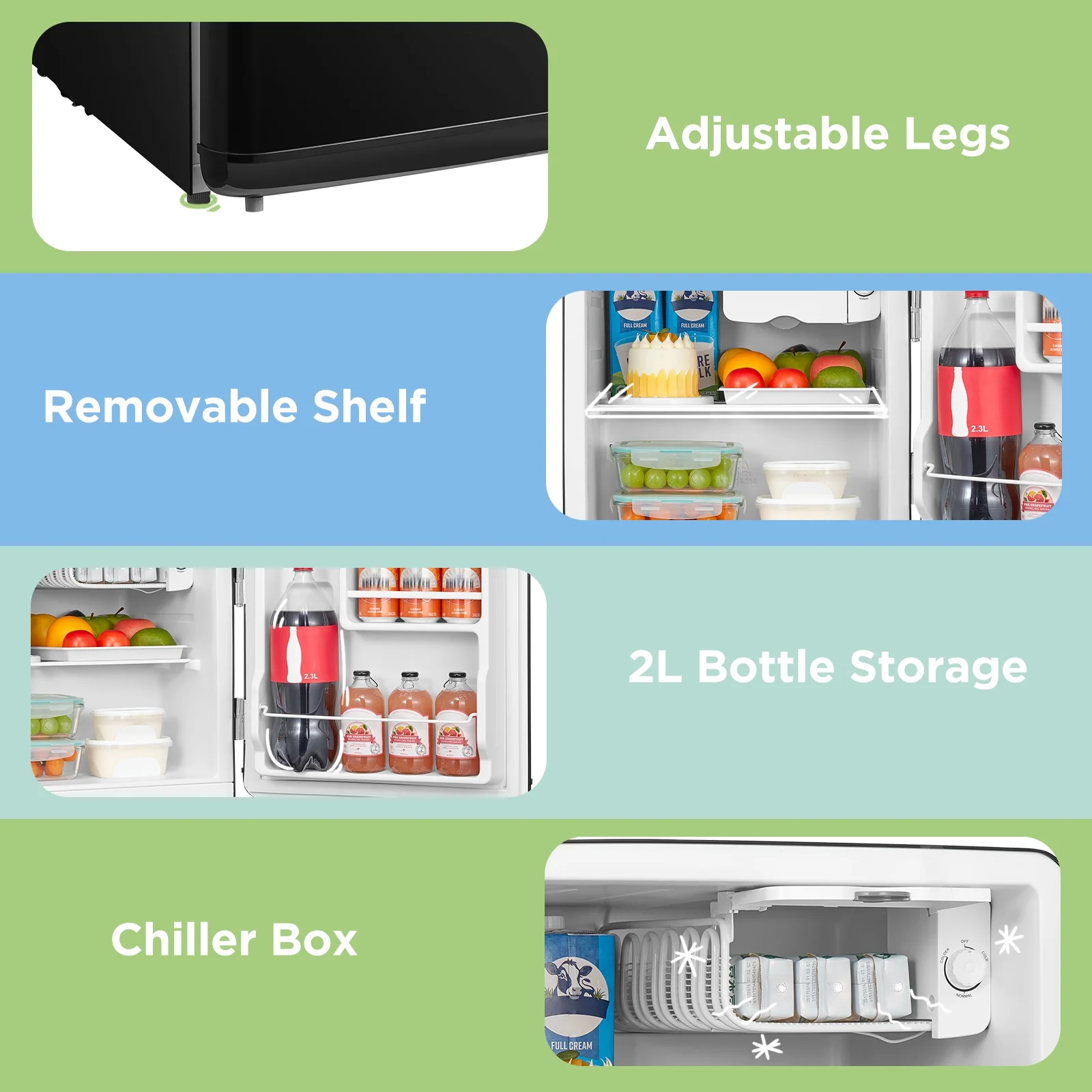 Comfee' 1.7 Cu.Ft Mini Fridge, Compact Retro Refrigerator, Energy Saving, Low Noise, Adjustable Thermostat, Single Door Small Fridge with Chiller Box for Bedroom, Office