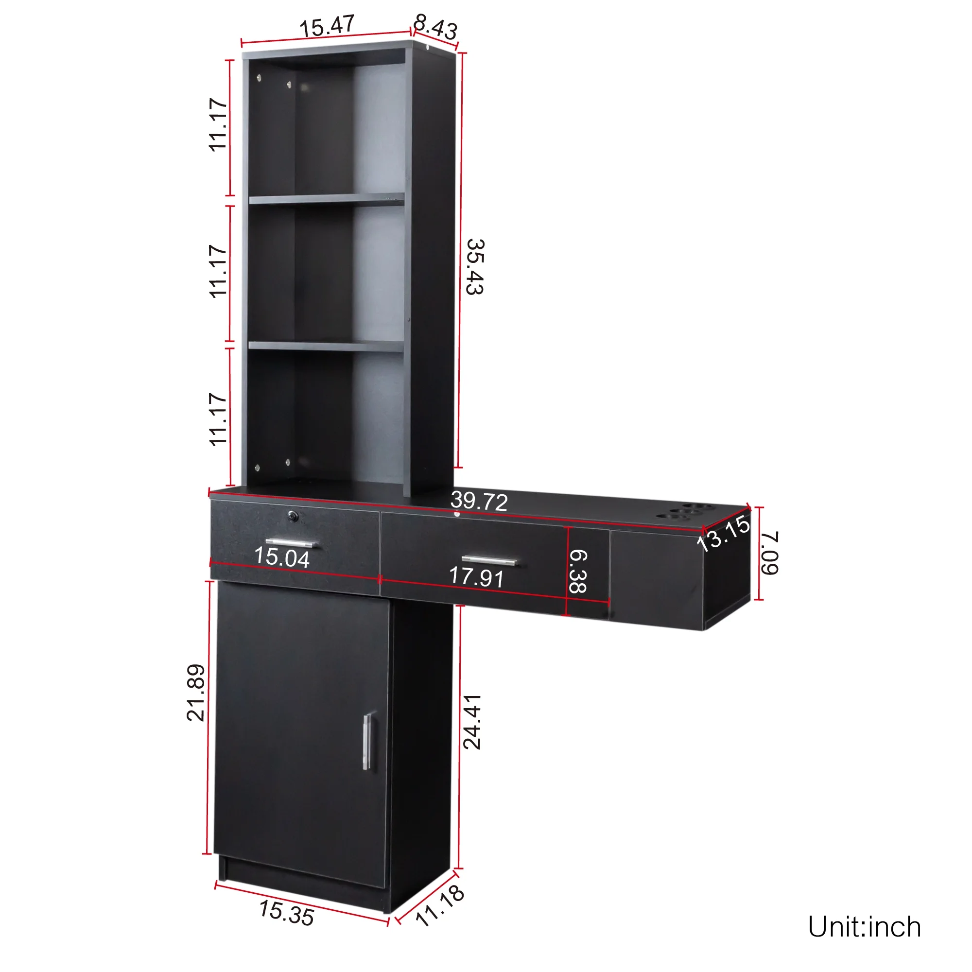 Modern Vanity Desk with Lights Makeup Vanity Dressing with Mirror Large Storage Space Black