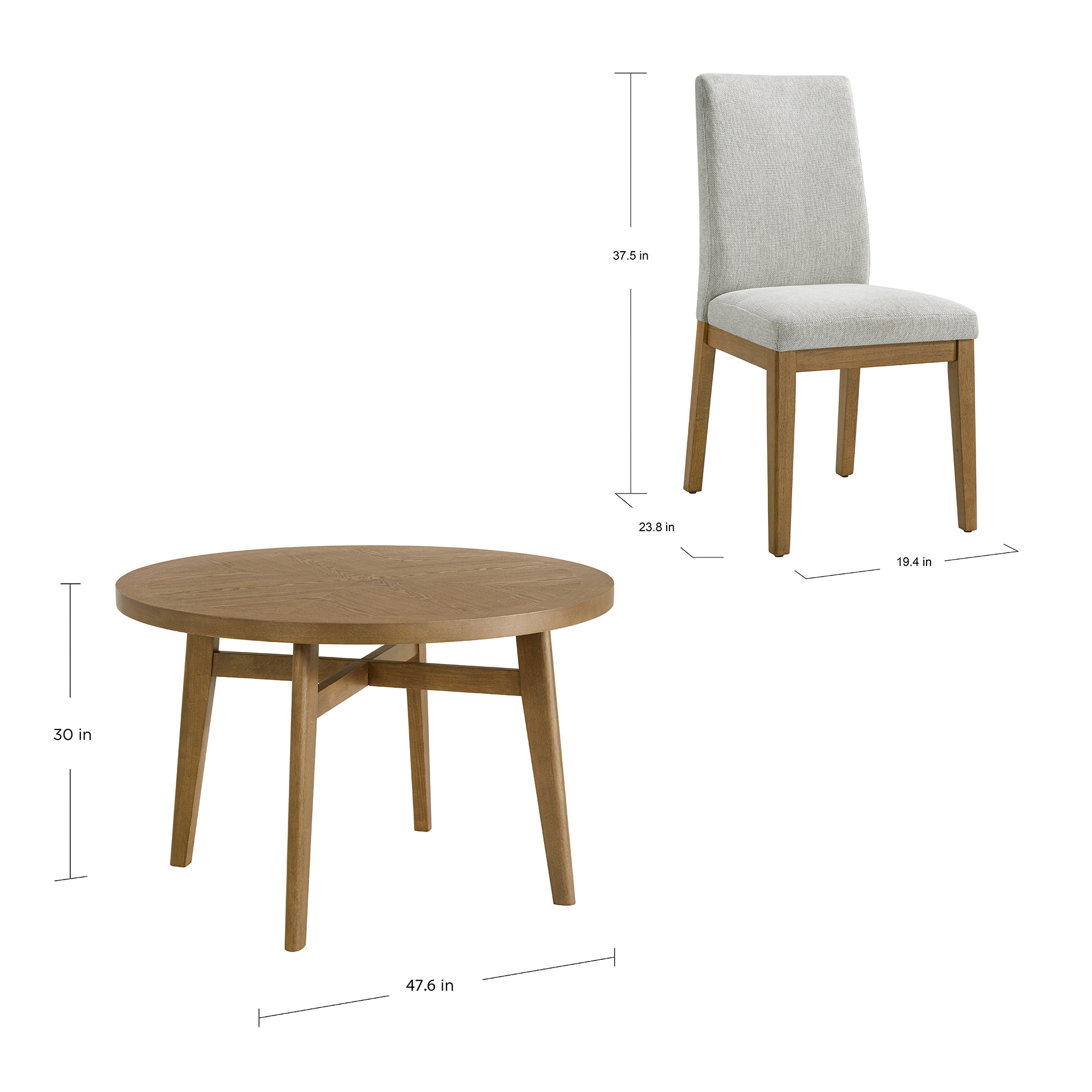 Brooklyn 48' Round Dining Table and 4 Chairs